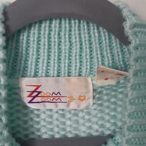 Vintage Blue Knit Patterned Mock Neck - Picture 4 of 6